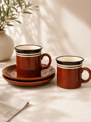 Retro Espresso Mug & Saucer Set